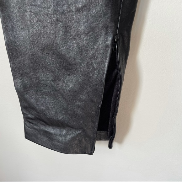 CREER New York 100% Lambskin Leather Black Moto Fitted Pants - Picture 8 of 8